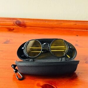 Trendy Black and Yellow Sunglasses with Case